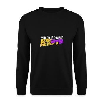 Le vélo est ma thérapie. Graphisme de cycliste - Sweat-shirt Unisexe - noir - Devant - Alina (178cm) & Michal (187cm)