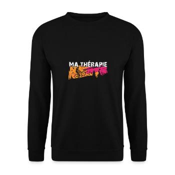 Le vélo est ma thérapie. Graphisme de cyclist - Sweat-shirt Unisexe - noir - Devant - Alina (178cm) & Michal (187cm)