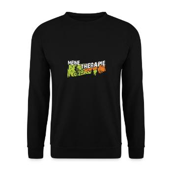 Fahrrad Biken ist meine Therapie - Unisex Pullover - Schwarz - Vorne - Alina (178cm) & Michal (187cm)