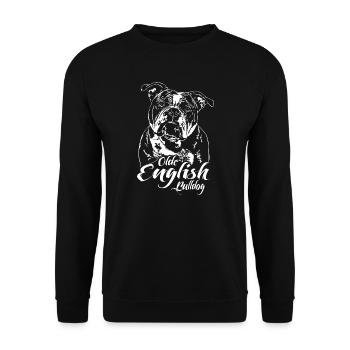 OLDE ENGLISH BULLDOG Portrait Hunde OEB Wilsigns - Unisex Pullover - Schwarz - Vorne - Alina (178cm) & Michal (187cm)