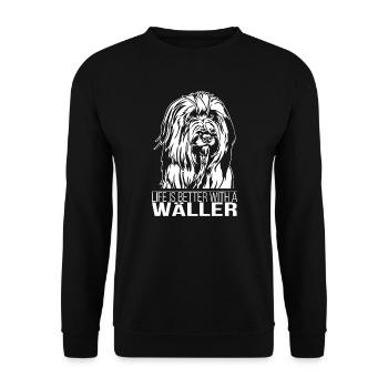 Wäller la vie est meilleure Dog Saying Wilsigns - Sweat-shirt Unisexe - noir - Devant - Alina (178cm) & Michal (187cm)