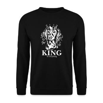 Long-haired Dachshund King of everything Saying Dogs - Unisex Sweatshirt - black - Front - Alina (178cm) & Michal (187cm)