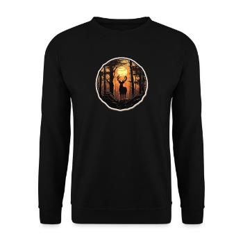 Hunting Jagd Hirsch Deer - Unisex Pullover - Schwarz - Vorne - Alina (178cm) & Michal (187cm)