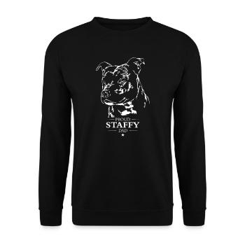 Staffy Dad Staffordshire Bullterrier Hund Wilsigns - Unisex Pullover - Schwarz - Vorne - Alina (178cm) & Michal (187cm)