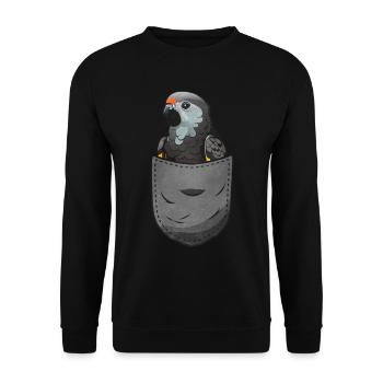 Cadeau de perroquet gris africain - Sweat-shirt Unisexe - noir - Devant - Alina (178cm) & Michal (187cm)