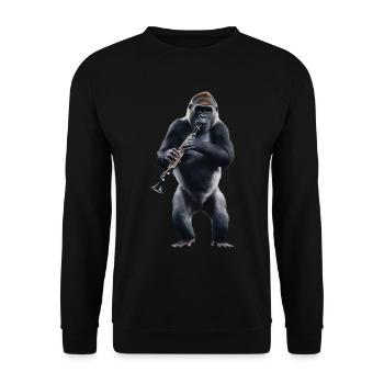 Gorilla Klarinette - Unisex Pullover - Schwarz - Vorne - Alina (178cm) & Michal (187cm)