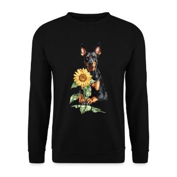Dobermann - Unisex Pullover - Schwarz - Vorne - Alina (178cm) & Michal (187cm)