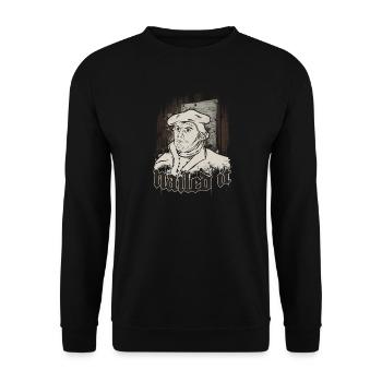 Martin Luther Nailed It - Kirche Religion Christ - Unisex Pullover - Schwarz - Vorne - Alina (178cm) & Michal (187cm)