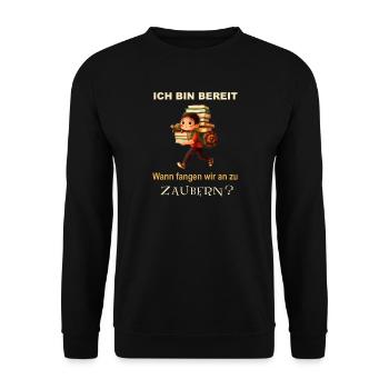 Lasst den Kleinen ihre Phantasie - Unisex Pullover - Schwarz - Vorne - Alina (178cm) & Michal (187cm)