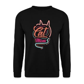 CAT MOM - Unisex Pullover - Schwarz - Vorne - Alina (178cm) & Michal (187cm)