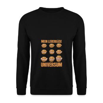 Leberkäse Universum Bayrisch Leberkässemmel - Unisex Pullover - Schwarz - Vorne - Alina (178cm) & Michal (187cm)