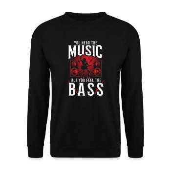 You Hear the Music But You Feel the Bass - Guitar - Unisex Sweatshirt - black - Front - Alina (178cm) & Michal (187cm)