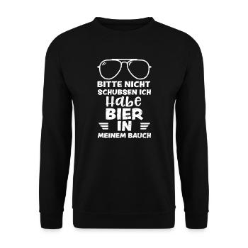 Bitte Nicht Schubsen Ich Habe Bi... - Unisex Pullover - Schwarz - Vorne - Alina (178cm) & Michal (187cm)