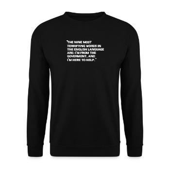 T-shirt de citations de promesses du gouvernement - Sweat-shirt Unisexe - noir - Devant - Alina (178cm) & Michal (187cm)