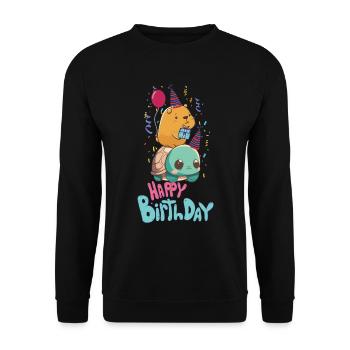 Anniversaire de Capybara - Sweat-shirt Unisexe - noir - Devant - Alina (178cm) & Michal (187cm)