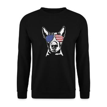 BULL TERRIER America Flag Dogs Wilsigns - Unisex Sweatshirt - black - Front - Alina (178cm) & Michal (187cm)
