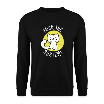 Fuck le système - chat de cadeau chat puent - Sweat-shirt Unisexe - noir - Devant - Alina (178cm) & Michal (187cm)