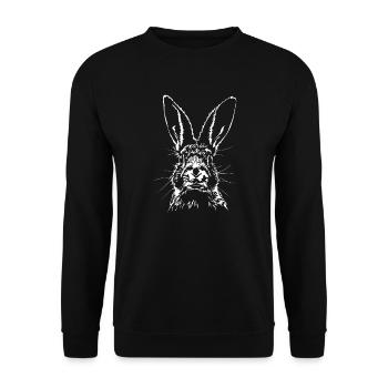 Lustiger HASE Feldhase Hasen Mama Wilsigns - Unisex Pullover - Schwarz - Vorne - Alina (178cm) & Michal (187cm)