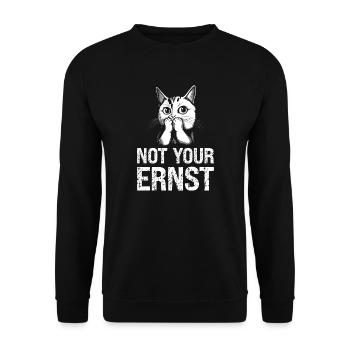 Not your ernst Denglish Katze Miau Kater - Unisex Pullover - Schwarz - Vorne - Alina (178cm) & Michal (187cm)