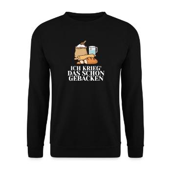 Ich krieg das schon gebacken! - Unisex Pullover - Schwarz - Vorne - Alina (178cm) & Michal (187cm)