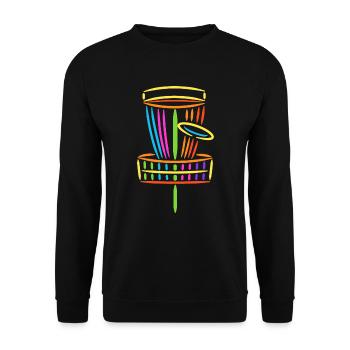 Discgolfer bunt Discgolf Spieler Disc Golf - Unisex Pullover - Schwarz - Vorne - Alina (178cm) & Michal (187cm)