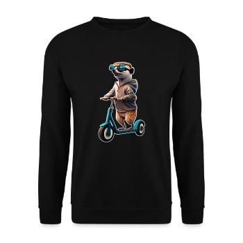 Escooting Erdmännchen Escooter Elektroroller - Unisex Pullover - Schwarz - Vorne - Alina (178cm) & Michal (187cm)