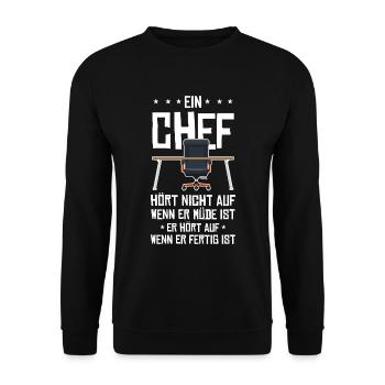 Le patron s’arrête quand le PDG est prêt - Sweat-shirt Unisexe - noir - Devant - Alina (178cm) & Michal (187cm)
