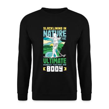 Slacklining in nature the ultimate workout for - Unisex Pullover - Schwarz - Vorne - Alina (178cm) & Michal (187cm)