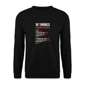 10 choses que je veux tricoter dans la vie - Sweat-shirt Unisexe - noir - Devant - Alina (178cm) & Michal (187cm)