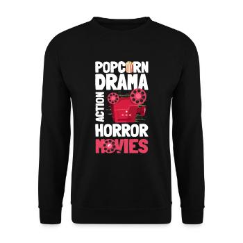 Filmliebhaber Action Hollywood - Unisex Pullover - Schwarz - Vorne - Alina (178cm) & Michal (187cm)