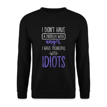 Schwarzer Humor Idioten Büro Dummheit - Unisex Pullover - Schwarz - Vorne - Alina (178cm) & Michal (187cm)