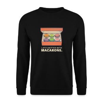 Life's Better with Macarons – Sweet Treat - Unisex Sweatshirt - black - Front - Alina (178cm) & Michal (187cm)