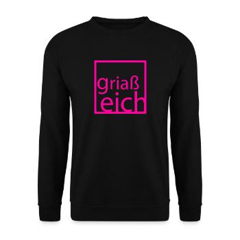 Griaß Eich Neon Pink - Unisex Pullover - Schwarz - Vorne - Alina (178cm) & Michal (187cm)