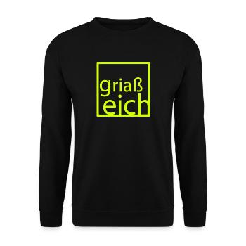 Griaß Eich Neon Yellow - Unisex Pullover - Schwarz - Vorne - Alina (178cm) & Michal (187cm)