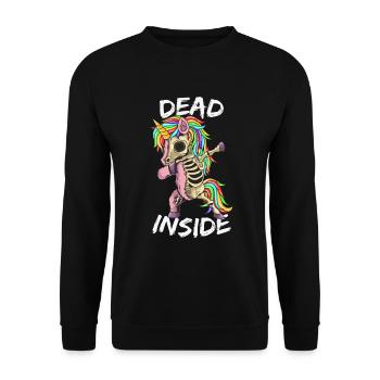 Dead Inside Dab Dabbing Einhorn Unicorn Humor - Unisex Sweatshirt - black - Front - Alina (178cm) & Michal (187cm)