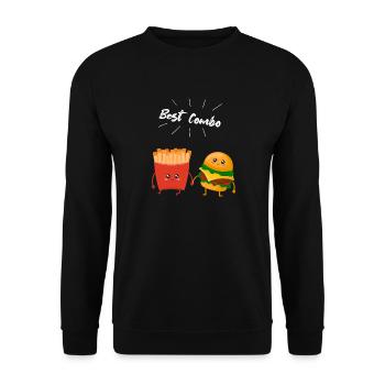 Burger & Fries Couple Cadeau pour les amateurs de frites - Sweat-shirt Unisexe - noir - Devant - Alina (178cm) & Michal (187cm)