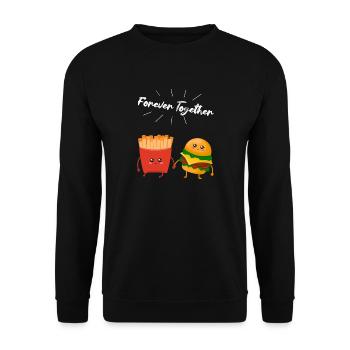 Burger & Fries Couple Cadeau pour les amateurs de frites - Sweat-shirt Unisexe - noir - Devant - Alina (178cm) & Michal (187cm)