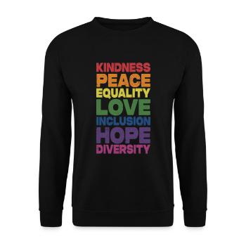 Gentillesse Paix Égalité Amour Inclusion Espoir Plongeurs - Sweat-shirt Unisexe - noir - Devant - Alina (178cm) & Michal (187cm)