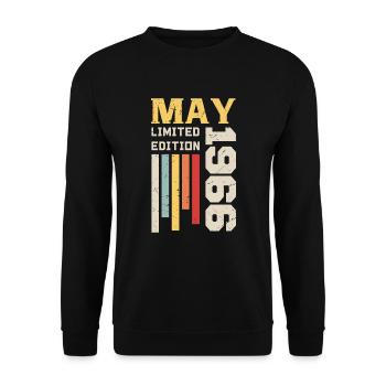 May 1966 - Birthday gift born in May 1966 May - Unisex Sweatshirt - black - Front - Alina (178cm) & Michal (187cm)