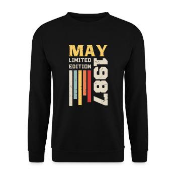Mai 1987 - Geburtstagsgeschenk geboren im Mai 1987 Mai - Unisex Pullover - Schwarz - Vorne - Alina (178cm) & Michal (187cm)