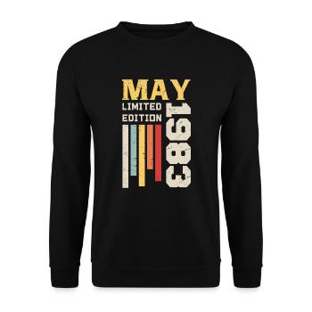 Mai 1983 - Geburtstagsgeschenk geboren im Mai 1983 Mai - Unisex Pullover - Schwarz - Vorne - Alina (178cm) & Michal (187cm)