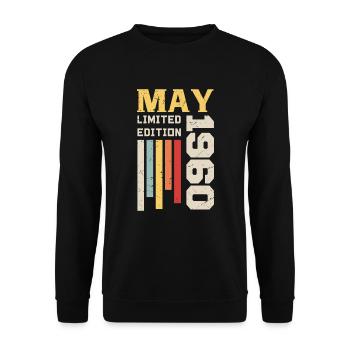 Mai 1960 - Geburtstagsgeschenk geboren im Mai 1960 Mai - Unisex Pullover - Schwarz - Vorne - Alina (178cm) & Michal (187cm)