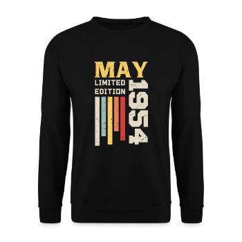 May 1954 - Birthday gift born in May 1954 May - Unisex Sweatshirt - black - Front - Alina (178cm) & Michal (187cm)