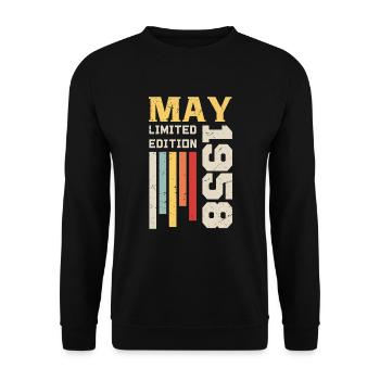 May 1958 - Birthday gift born in May 1958 May - Unisex Sweatshirt - black - Front - Alina (178cm) & Michal (187cm)