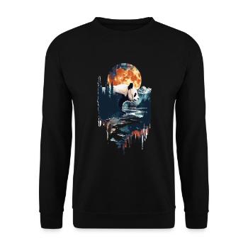 Panda - Unisex Sweatshirt - black - Front - Alina (178cm) & Michal (187cm)