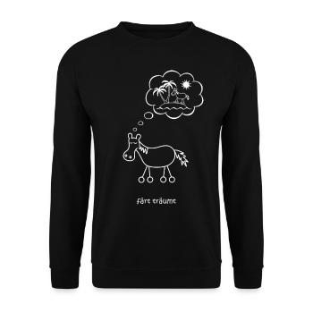 färt träumt, Pferd mit schönem Traum vom Urlaub - Unisex Pullover - Schwarz - Vorne - Alina (178cm) & Michal (187cm)