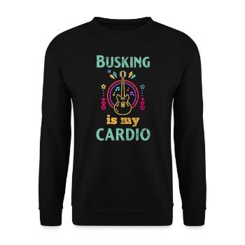 Busking ist mein Cardio-Gitarrist Lustiger Gitarrist - Unisex Pullover - Schwarz - Vorne - Alina (178cm) & Michal (187cm)