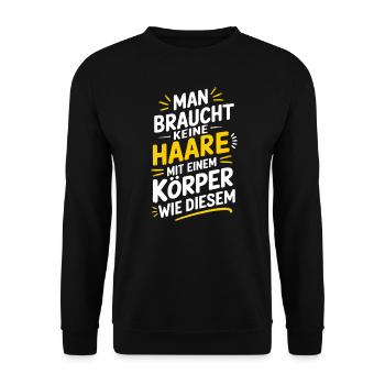 Haarausfall Glatze Frisur , Lustiges Glatzenträger - Unisex Pullover - Schwarz - Vorne - Alina (178cm) & Michal (187cm)