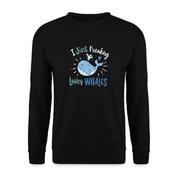 Ich liebe Wale einfach wahnsinnig - Unisex Pullover - Schwarz - Vorne - Alina (178cm) & Michal (187cm)