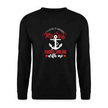 I love sailing with my wife - Unisex Sweatshirt - black - Front - Alina (178cm) & Michal (187cm)